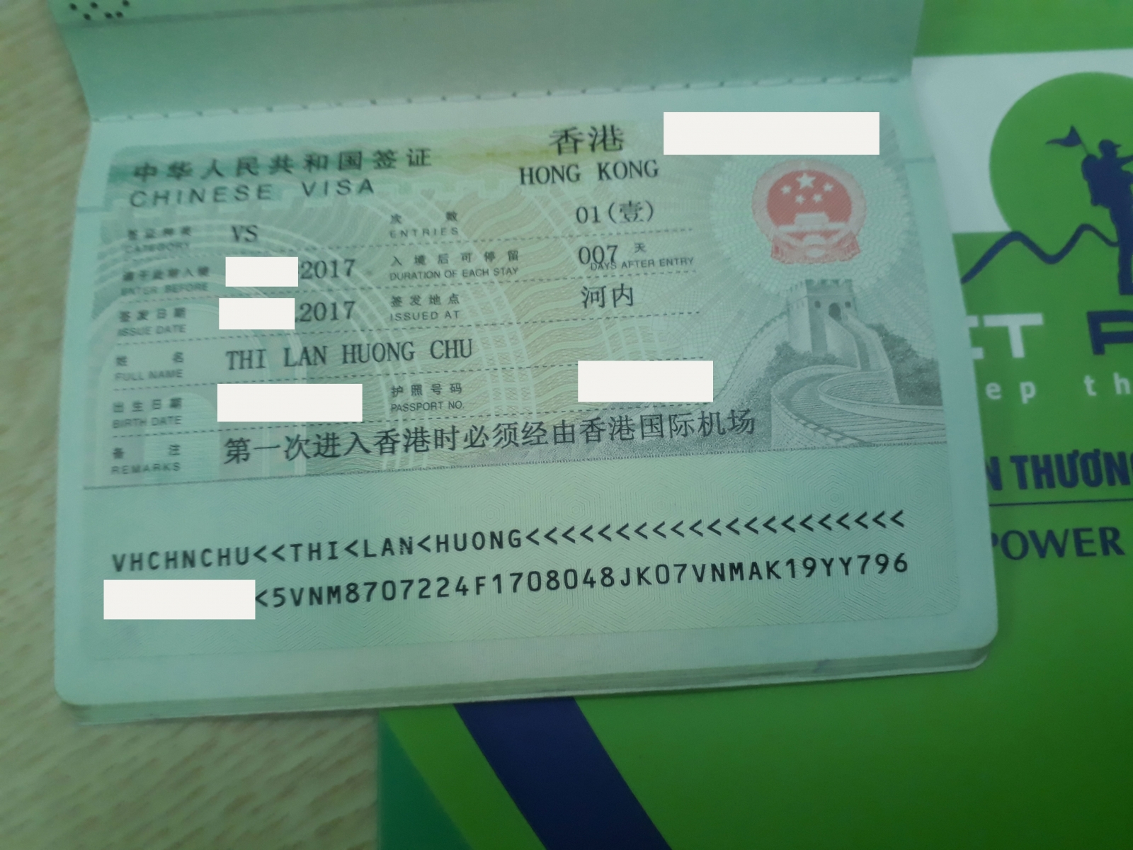 Chúc mừng chị Chu Thị Lan Hương đã có Visa Hồng Kông